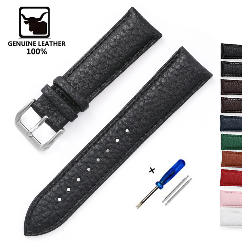 Nato Strap Nylon - Pulseira de couro macio, Litchi Pattern,