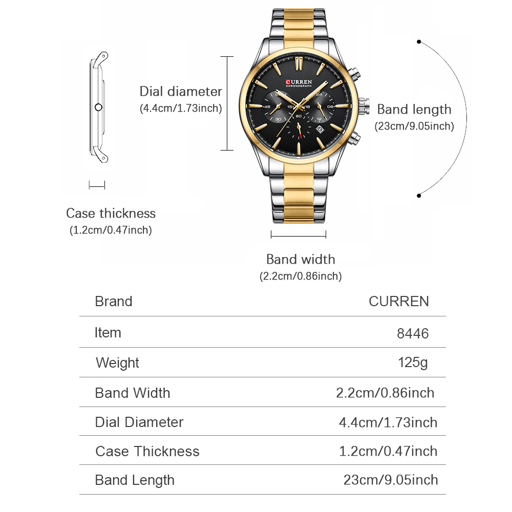CURREN Casual Quartz Chrono Sp - Chronograph Sport Watch avaliação e preço