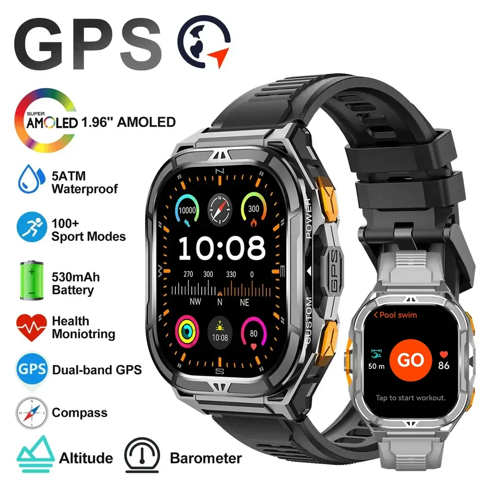 Smartwatch de Luxo AMOLED com  - Smartwatch Digital Watches For Men avaliação e preço